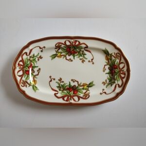 Tiffany & Co. Holiday Platter with Red and Green Design